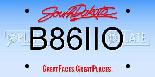 B86IIO South Dakota License Plate