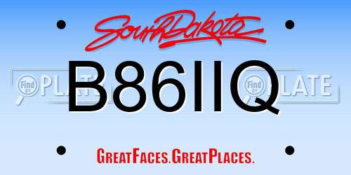 B86IIQ South Dakota License Plate
