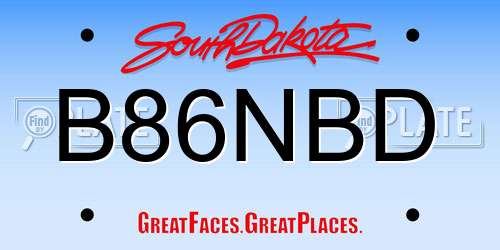 B86NBD South Dakota License Plate
