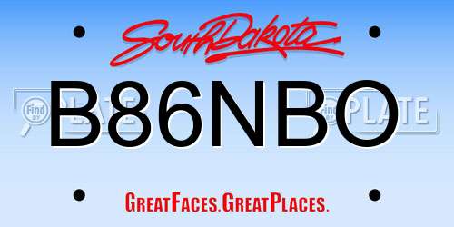 B86NBO South Dakota License Plate