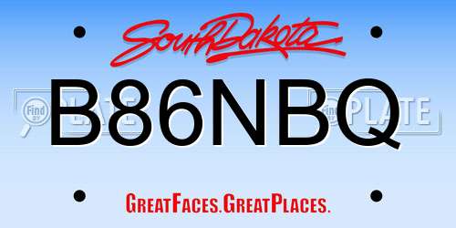 B86NBQ South Dakota License Plate
