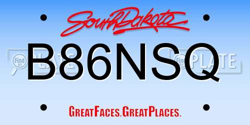 B86NSQ South Dakota License Plate