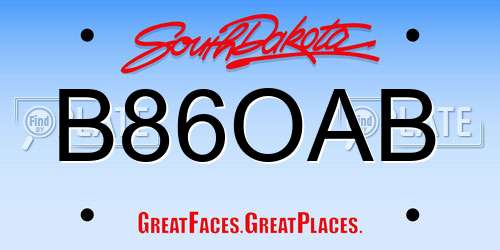 B86OAB South Dakota License Plate
