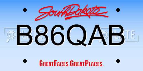 B86QAB South Dakota License Plate
