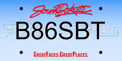 B86SBT South Dakota License Plate