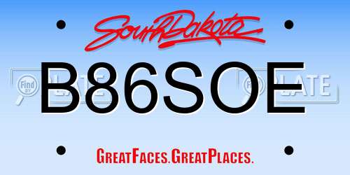 B86SOE South Dakota License Plate