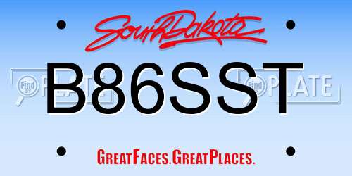 B86SST South Dakota License Plate