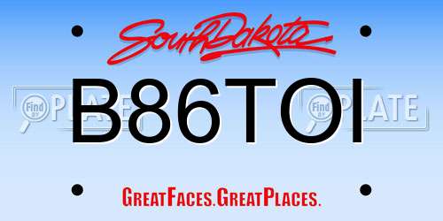 B86TOI South Dakota License Plate