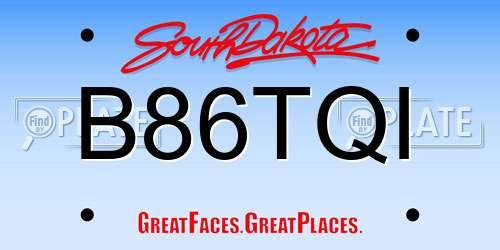 B86TQI South Dakota License Plate