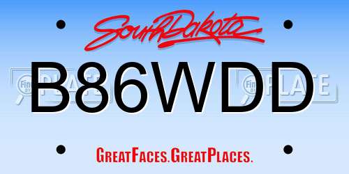 B86WDD South Dakota License Plate