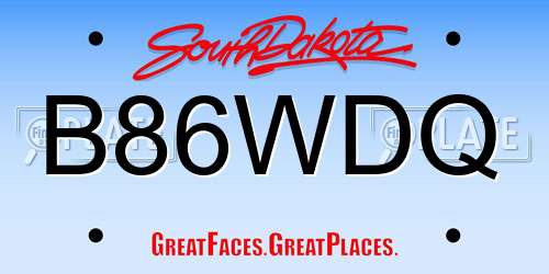 B86WDQ South Dakota License Plate