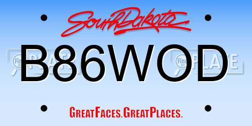 B86WOD South Dakota License Plate