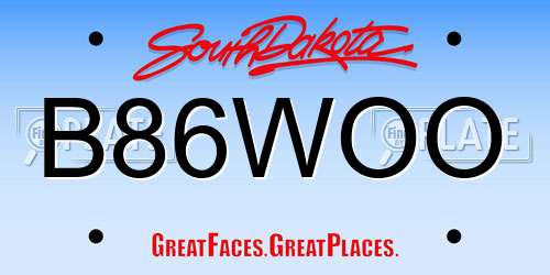 B86WOO South Dakota License Plate