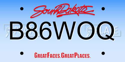 B86WOQ South Dakota License Plate