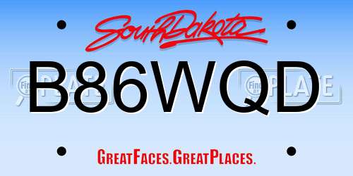 B86WQD South Dakota License Plate