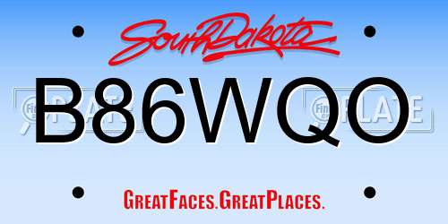 B86WQO South Dakota License Plate