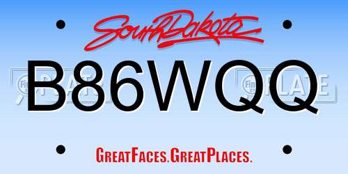 B86WQQ South Dakota License Plate