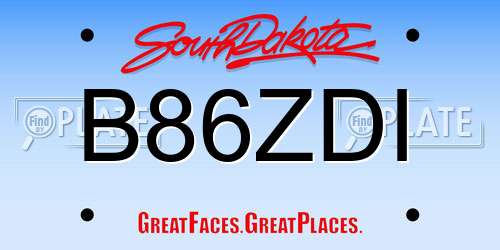 B86ZDI South Dakota License Plate