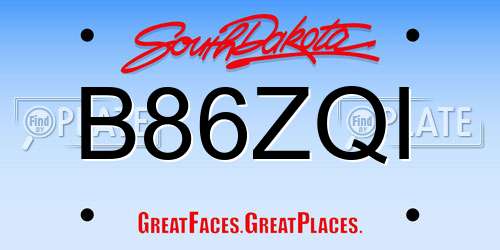 B86ZQI South Dakota License Plate