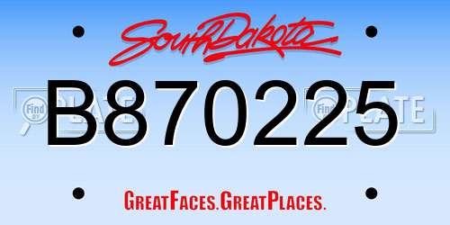 B870225 South Dakota License Plate