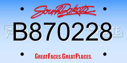 B870228 South Dakota License Plate