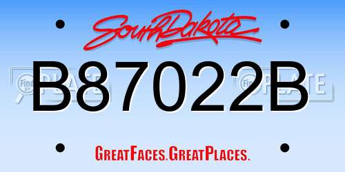 B87022B South Dakota License Plate