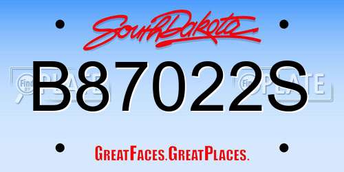 B87022S South Dakota License Plate