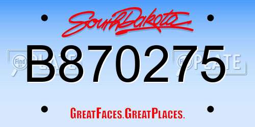 B870275 South Dakota License Plate