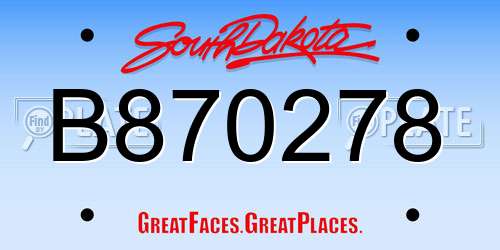 B870278 South Dakota License Plate