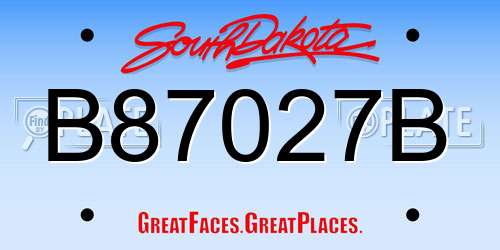 B87027B South Dakota License Plate