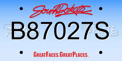 B87027S South Dakota License Plate