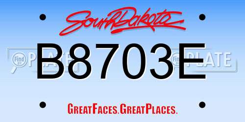 B8703E South Dakota License Plate