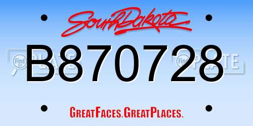 B870728 South Dakota License Plate