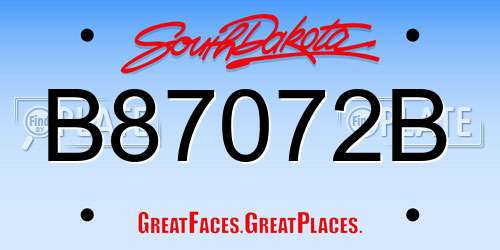 B87072B South Dakota License Plate