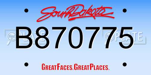 B870775 South Dakota License Plate