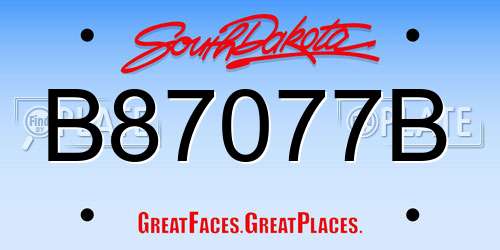 B87077B South Dakota License Plate