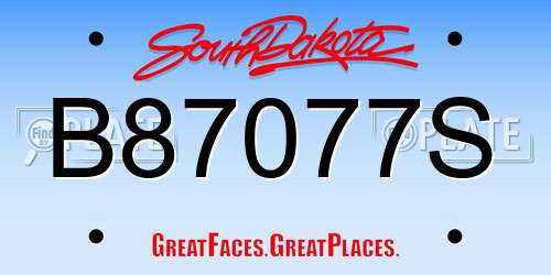 B87077S South Dakota License Plate