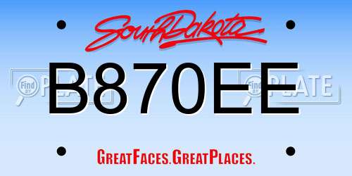 B870EE South Dakota License Plate