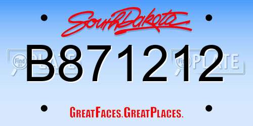 B871212 South Dakota License Plate