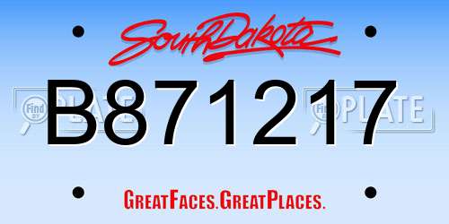 B871217 South Dakota License Plate