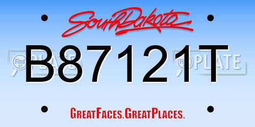 B87121T South Dakota License Plate