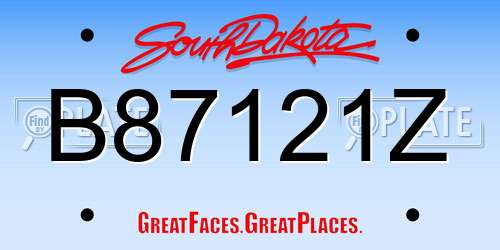 B87121Z South Dakota License Plate