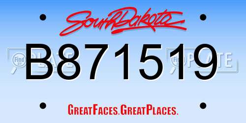 B871519 South Dakota License Plate