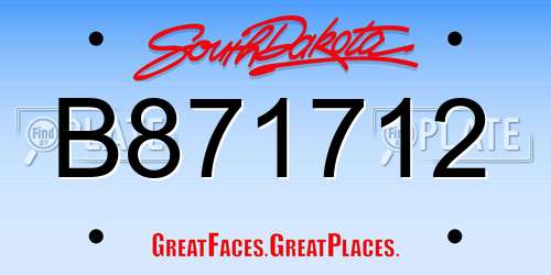B871712 South Dakota License Plate