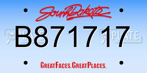 B871717 South Dakota License Plate