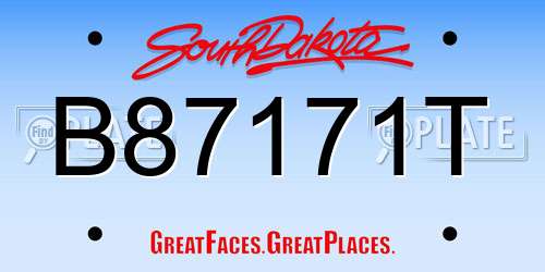 B87171T South Dakota License Plate