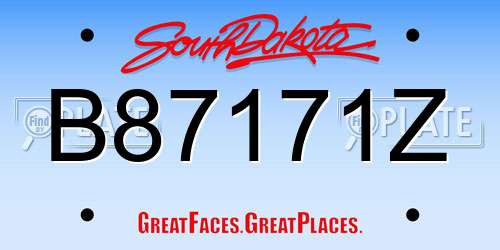 B87171Z South Dakota License Plate