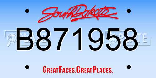 B871958 South Dakota License Plate