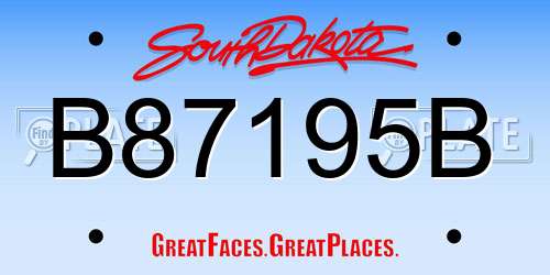 B87195B South Dakota License Plate