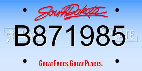 B871985 South Dakota License Plate